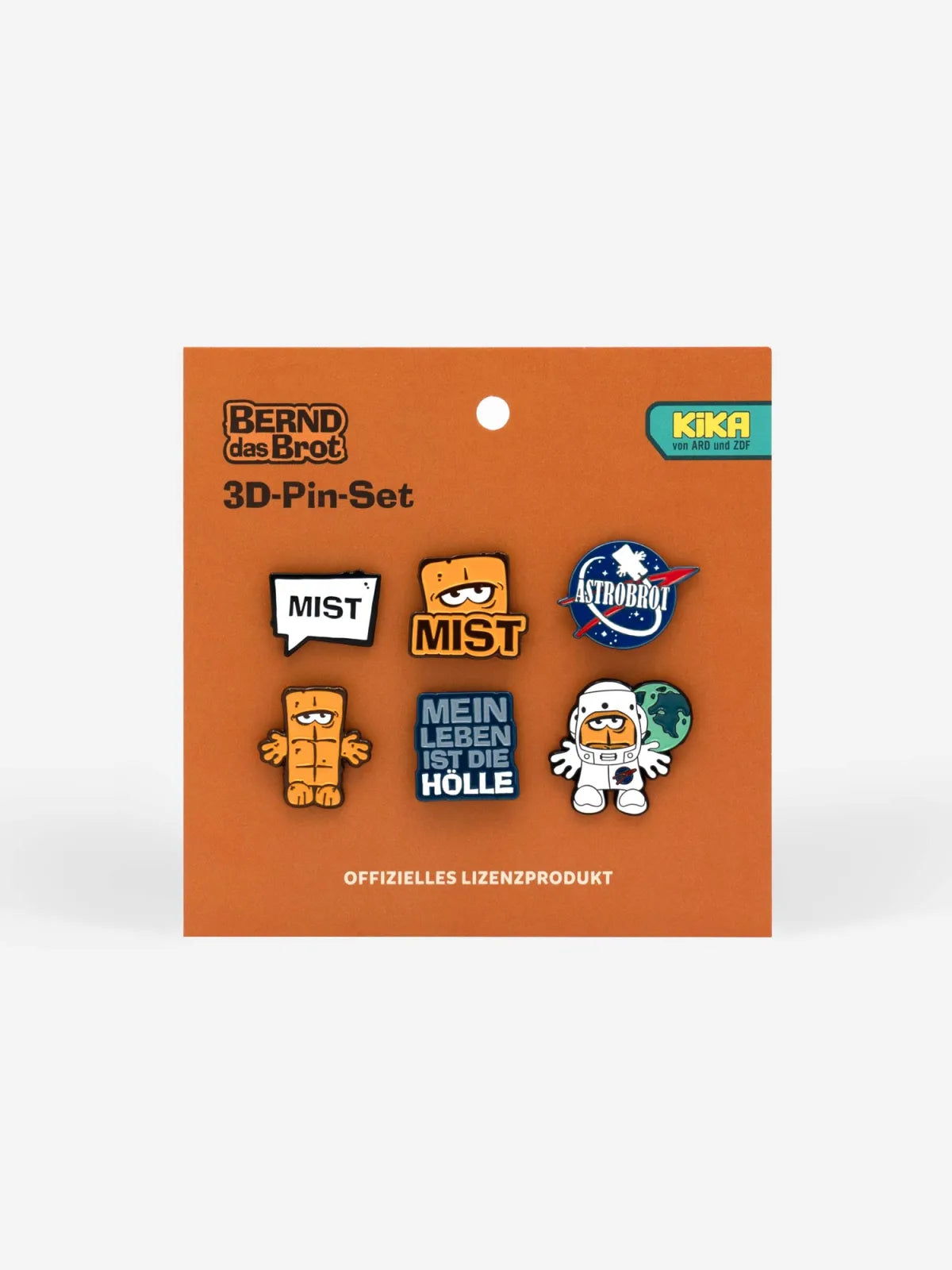 Bernd das Brot Button Pins Set mit sechs Motiven