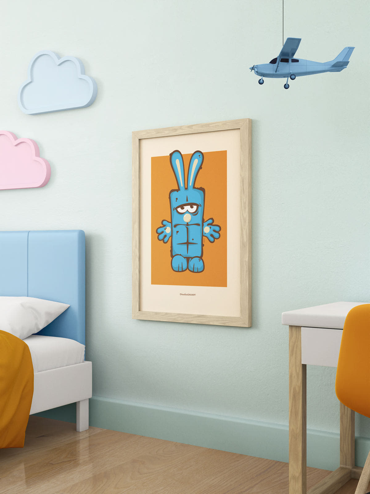bernd-das-brot-poster-mit-rahmen-kikaninchen
