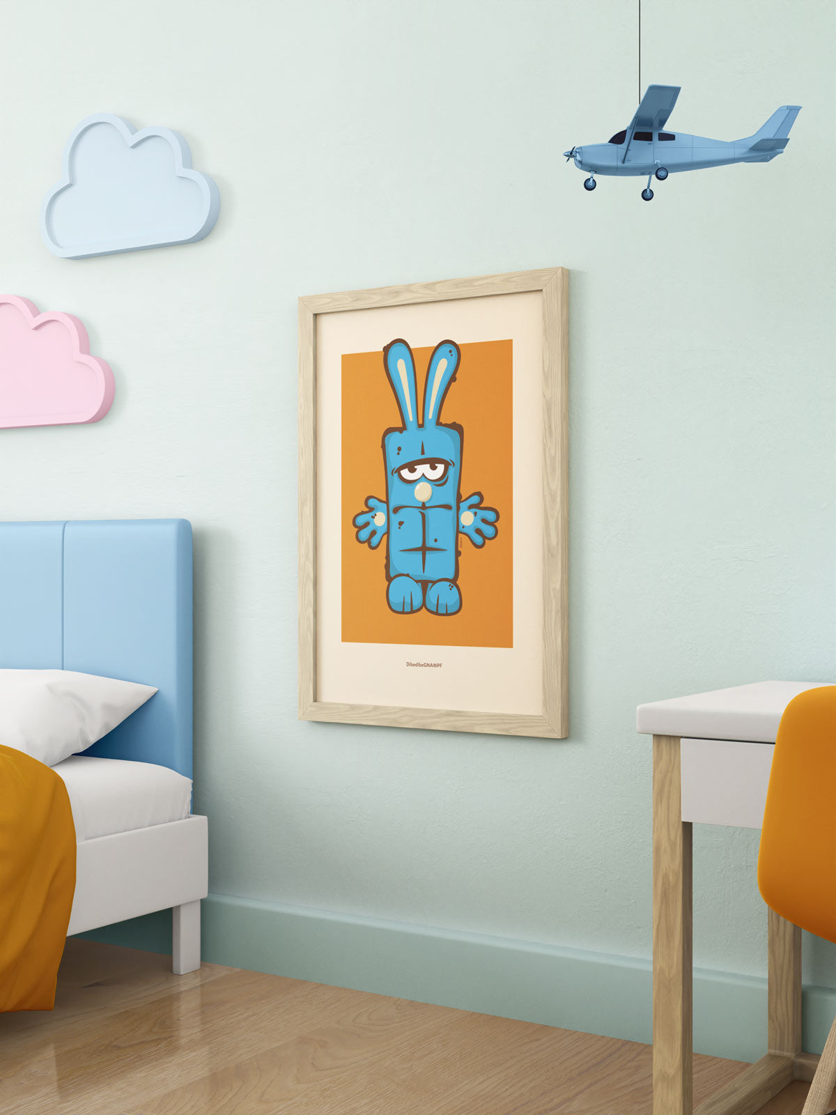 bernd-das-brot-poster-mit-rahmen-kikaninchen