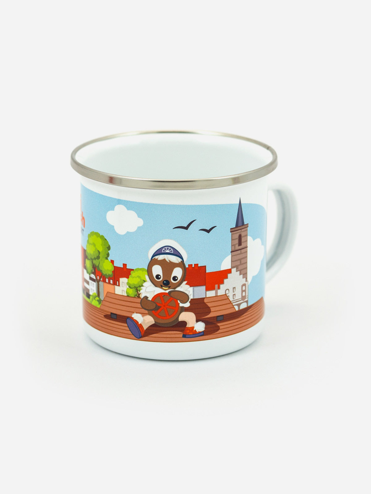 Pittiplatsch vor der Krämerbrücke Erfurt Emaille Tasse